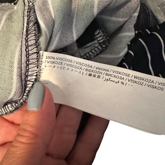 Mango Navy Blue & Green Striped Casual Lounge Relaxed Pants Women Sz XS - Picture 11 of 11